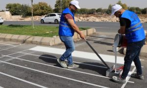 AKÇAKALE YOLUNDA YATAY İŞARETLEME ÇALIŞMASI