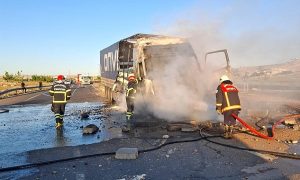 Şanlıurfa-Mardin Karayolunda Kamyon Yangını!