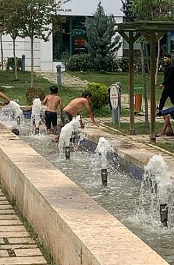 Şanlıurfa’da Tehlikeli Serinlik: Süs Havuzunda Yüzen Çocuklar Ölümle Burun Buruna