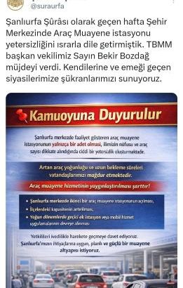  Şanlıurfa Şûrâsı Talep Etti, Müjdeyi Bekir Bozdağ Verdi