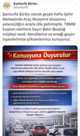 Şanlıurfa Şûrâsı Talep Etti, Müjdeyi Bekir Bozdağ Verdi