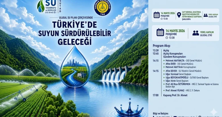  Harran Üniversitesi ile Su Tasarrufu ve Verimliliği Derneği (SUTAD) iş birliğinde düzenlenecek
