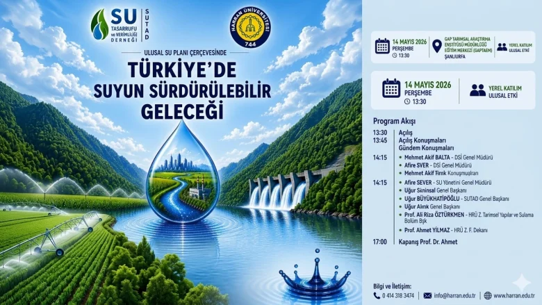 Harran Üniversitesi ile Su Tasarrufu ve Verimliliği Derneği (SUTAD) iş birliğinde düzenlenecek